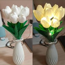 셀프 도배 수동 원룸 셀프 기계 풀칠기 풀 바르는 미장 LED 튤립 야간 조명 인공 꽃 테이블 램프 웨딩 홈, 07 White 10pcs