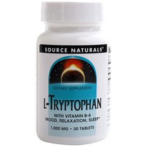 소스내츄럴스 L-트립토판 1000mg 비타민 B-6 포함 타블렛, 30개입, 1개