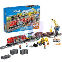 60098 시티 중량물 운송열차 헤비 홀 트레인 강력한 화물 열차 중국 호환 블럭, A 중장비 열차 원격 제어 버전