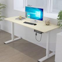전동식 모션 데스크 스탠딩 책상 커스터 높이조절 책상, 크기120x60CM, 화이트테이블프레임+오크컬러