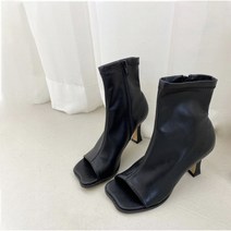 토오픈 물결 앞코 포인트 앵클부츠 8cm