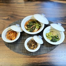 백자 목단 핸드메이드 도자기 뚜껑그릇 반찬그릇 다식그릇, 대, 1개
