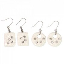 [박씨상방] 고급 도자기 화이트 원 사각 귀걸이