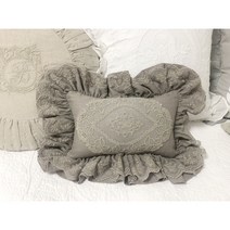 프렌치 쁘띠 프릴 린넨미니 쿠션, 베이지