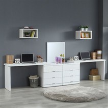 [천삼백케이] [도도] 프뤼 3단 와이드 듀얼 멀티 콘솔, 핑크화이트