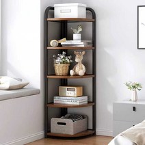 모서리수납장 모서리 삼각 삼각코너장 진열장 수납장 모서리책장 코너수납장 책장, B 4레이어 스타일 와일드오크컬러+블랙프레임