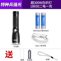ETL 소형 서치라이트 USB 캠핑 낚시 후레쉬 Led 랜턴 충전식 차박 팬라이트 손전등, 300W백열등:186502차전(패키지8)개