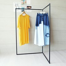 얌얌 이중 디자인 행거 옷가게 주문제작 의류매장용 철제 튼튼한 2단 헹거, 검정색