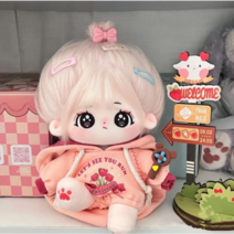 무속성 솜인형 20cm 아이돌 귀여운 옷 인형 몸체, 누드+헤어+핑크튤립옷, 20CM골격 있음