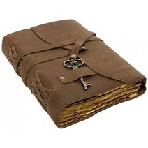 Vintage Leather Journal - Leather Bound Journal - Book of Shadows 저널 - 앤티크 수제 데클 엣지 빈, 단일옵션, 단일옵션
