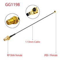 전선연결부품 1pc IPEX 케이블 SMA Female90 ° uFL/u.FL/IPX/IPEX-1 암/수 플러그 WIFI 안테나 RF RG1.13/, 01 RP SMA F to IPEX1 F, 01 5CM