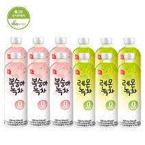 웰그린 스위츠 레몬녹차 제로&복숭아녹차 제로 페트음료 500ml * 12입, 12개입