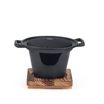 프리미엄 1인 가정용 미니화로 캠핑 블랙 풀세트 고기불판 휴대용그릴 야외용 BBQ 소고기 무쇠 그리들 캠핑 용품 고체연료 나혼자 삼겹살불판, 18cm
