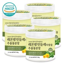 푸른들판 레몬밤 민들레 단델리온 추출물 복합물 추출 분말 가루 잎 차 로즈마린산 밀크씨슬 함유 해썹 인증, 160g, 5개