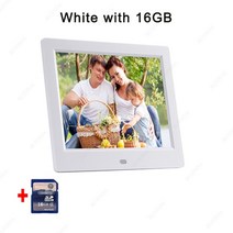 디지털 액자 10 인치 hd 디지털 사진 프레임 1024x600 hd 초박형 led, 16GB의 흰색, au 플러그