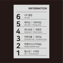 인포메이션 층별안내판 아크릴, 타공+라운딩+벽면시공용다보4개, 투명아크릴(뒷면인쇄)