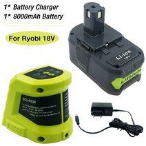 료비 호환 충전 배터리 18V 8Ah 리튬이온 호환 Ryobi P108 RB18L40 료비 12V 14용 충전기 포함.4V 18V