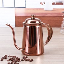 모카포트 인덕션 동주전자 핸드드립 스테인레스 바리스타 스틸 커피 포트 650ml 긴 입, 장미 황금
