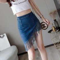 GM0003A 밑단 수술 비치 청 데님 언발 인디안스타일 스커트 치마바지
