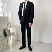 에이와이 남성용 사계절 캐주얼 투버튼 수트 정장 세트