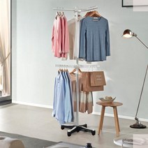 회전행거 스탠드 옷걸이 이동식 회전식 2단행거 튼튼한 공간절약 틈새 국내산, 블랙