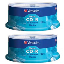 버바팀 CD-R MUSIC 25P CAKE x2개 40배속 700MB 50장 공시디 오디오시디, 버바팀 CD-R MUSIC 25P x2개