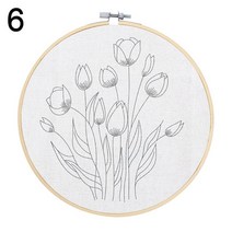 프랑스 자수 DIY 패키지 키트 스타터 스탬프 패브릭 novice shed 바느질 공예 꽃 패턴 handwork cross stitch without hoop, 6