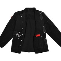 LeaSeek 블랙 가죽 용접 재킷 튼튼한 FR 스플릿 소가죽 작업 안전 재킷.. 정품보장