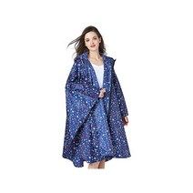 후드와 지퍼가 있는 여성용 스타일리시 방수 레인 판초 컬러풀 프린트 레인코트, blue star