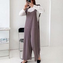 옷자락 여자 가을 프릴 와이드 알라딘 멜빵 바지