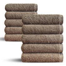 [쥬련제작소] 200g 호텔수건 코마사 10장 세트, 브라운