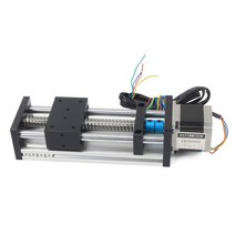 RATTMMOTOR 리니어 스테이지 액추에이터의 이동 길이 100mm 이중 광축 볼 나사 리니어 슬라이드 레일 CNC 리니어 모션 레일 가이드 Nema23 스테핑 모터 부착 1.8°3A 1.2N.m(CNC 밀링 머신용)