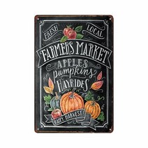 명판 사인Hohappyme Farmers Market 호박 메뉴 벽 표지 아트 인쇄 스티커 술집 바 장식 상패 금속 빈티지, 06 3687
