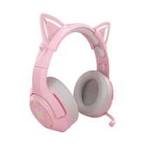 ONIKUMA 7.1채널 고양이 귀 게이밍 유선헤드셋, 핑크, K9