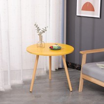 심플한 부부 사이드 테이블 프랜치 카페 체리쉬 야외 라탄 커피 찻상 식탁 티, 조립식, 우디옐로우[단층 60cm 원] [높이 52]