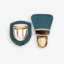 바이핸즈 가방잠금장치 가죽사시꼬미 연결부자재 후크 12-0407, 피코크블루 골드, 1개