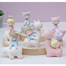 리리론스 인테리어 소품 미니 장식품 오브제 인형 1+1 2개 set, 기린공주, 베어왕자