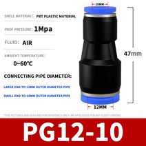 엔진 부품 공압 퀵 커넥터 PU 스트레이트 스루 가변, 14 PG-12-10_03 500Pcs