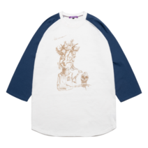 나그랑 배색 몬스터 프린트 워싱 7부 티셔츠