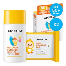 아토팜 1+1 야외놀이 선밀크 55g (SPF50+ PA++++) +클렌징패드 30매