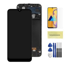 휴대폰 호환 액정수리 LCD교체 samsung a20 sm a205f a205fn용 프레임 어셈블리가 있는 samsung galaxy a20 lcd 디스플레이 터치 스크린 화면, Black With Frame, [02] Black With Frame