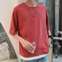 다잇템 남자 편한티 코디 클래식 U넥 민무늬 반팔티