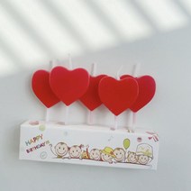 /국내배송/ 귀여운 기본레드하트 빨간하트초 레터링 생일 케이크 생일초 대량구매 1/10/24팩, 24팩(5개입)