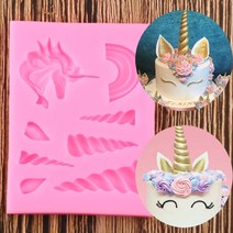 크리스마스몰드 유니콘 구름 뿔 귀 실리콘 금형 아기 생일 파티 DIY 케이크 장식 도구 컵케익 토퍼 퐁당 초콜릿 캔디