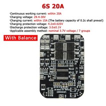 베터리악세사리 6s bms 15a 20a 25.2v 18650 lto 리튬 배터리 밸런서 팩 보호 회로 이퀄라이저 보드 리튬 이온 밸런스 충전 모듈, 6초 20a