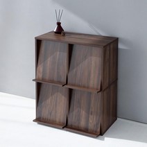 플랩도어 책거치형 서재 공부방 수납장 수납가구 선반, 코코아월넛