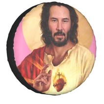 세인트 키아누 리브스 세이비어 타이어 커버 그랜드 체로키용 스페어 휠 프로텍터 RV Meme Jesus 존, 01 Spare Tire Cover_01 14 inch