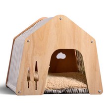 감성스터프 원목 북유럽 애견 하우스 실내용 대형 사이즈, 스트라이프