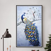 푸아이 3D 보석십자수 공작 시계 40x60 DIY 거실 사무실 집들이 개업선물 인테리어 소품(사이즈 5종) +행운십자수(35x35)LMP639, 1세트, 40x60cm