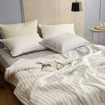 [코쉬] 풍기인견 스트라이프 뮤리엘 인견이불+베개커버 세트 슈퍼싱글 퀸 킹 냉감이불